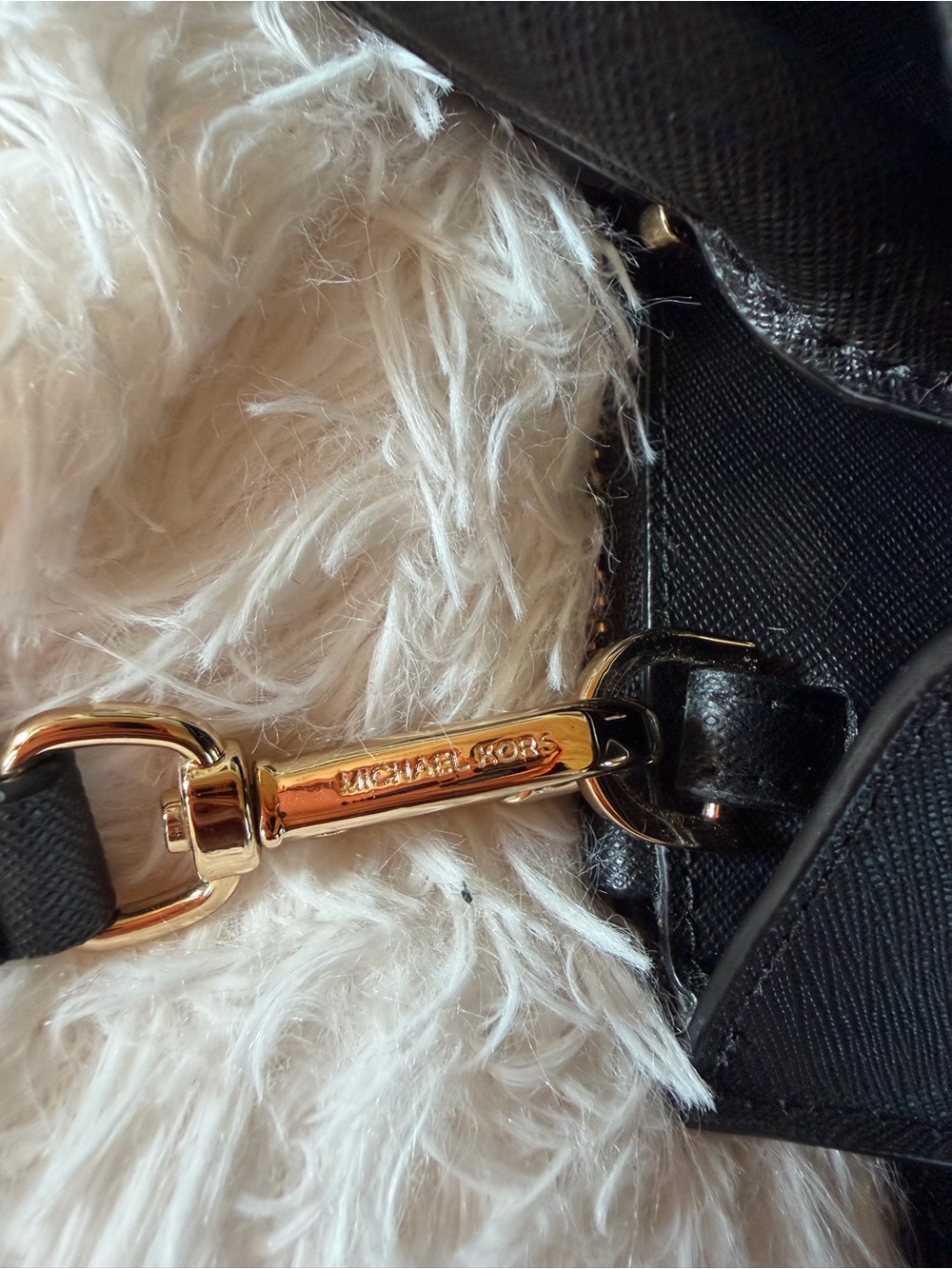 Michael Kors Black Leather Satchel with Gold Accents - Picture 5 of 10